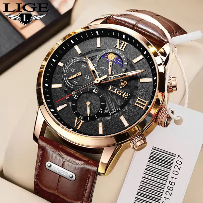 Suede Strap Watch - Relojes para hombre LIGE, reloj de