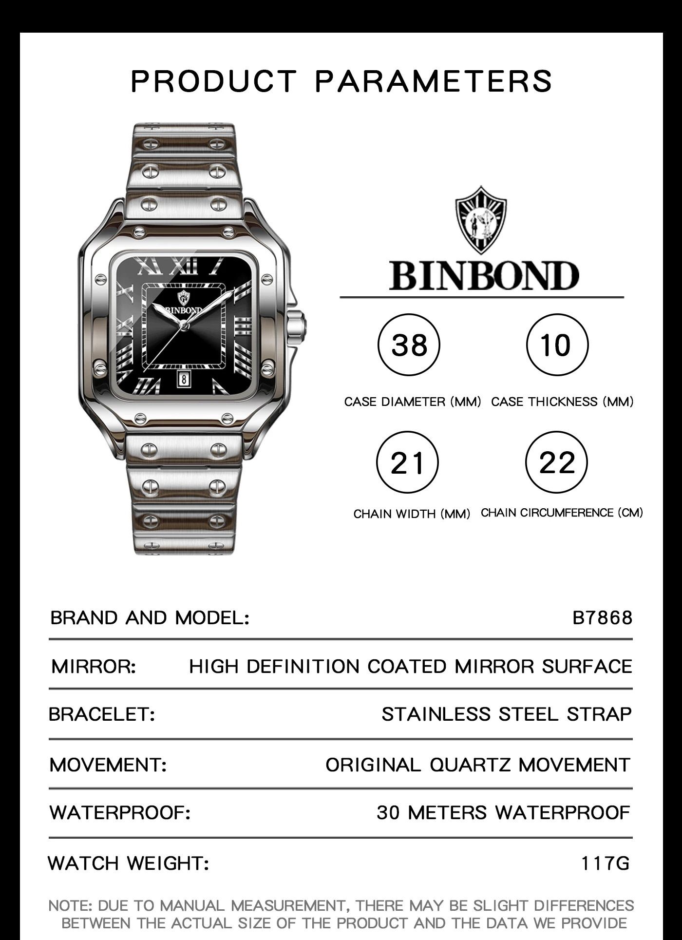 BINBOND Nuevo Reloj de Cuarzo  - Cartier Watch Tank reseña y precio